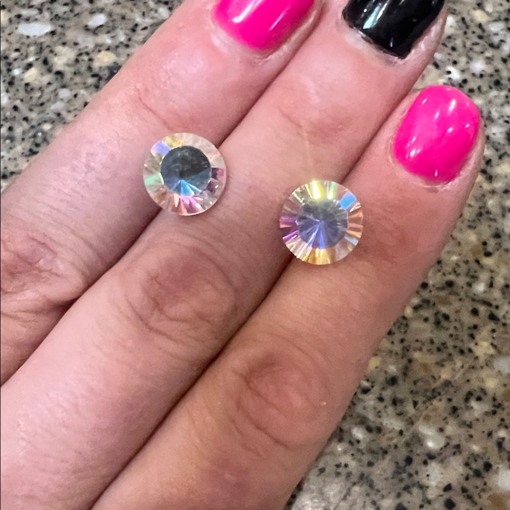 Set 2pcs Iridescent Rainbow Aurora Unicorn Round Unidentified Loose Gemstones - Picture 15 of 17